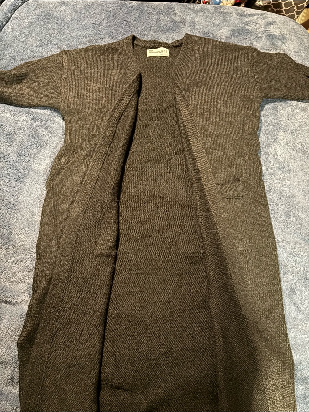 NWT No Boundaries Long Black Knit Open-Front Cardigan